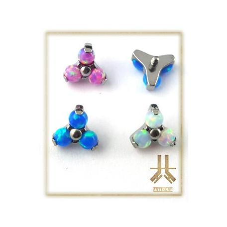 Triple Cabochon Titane Opale Strass