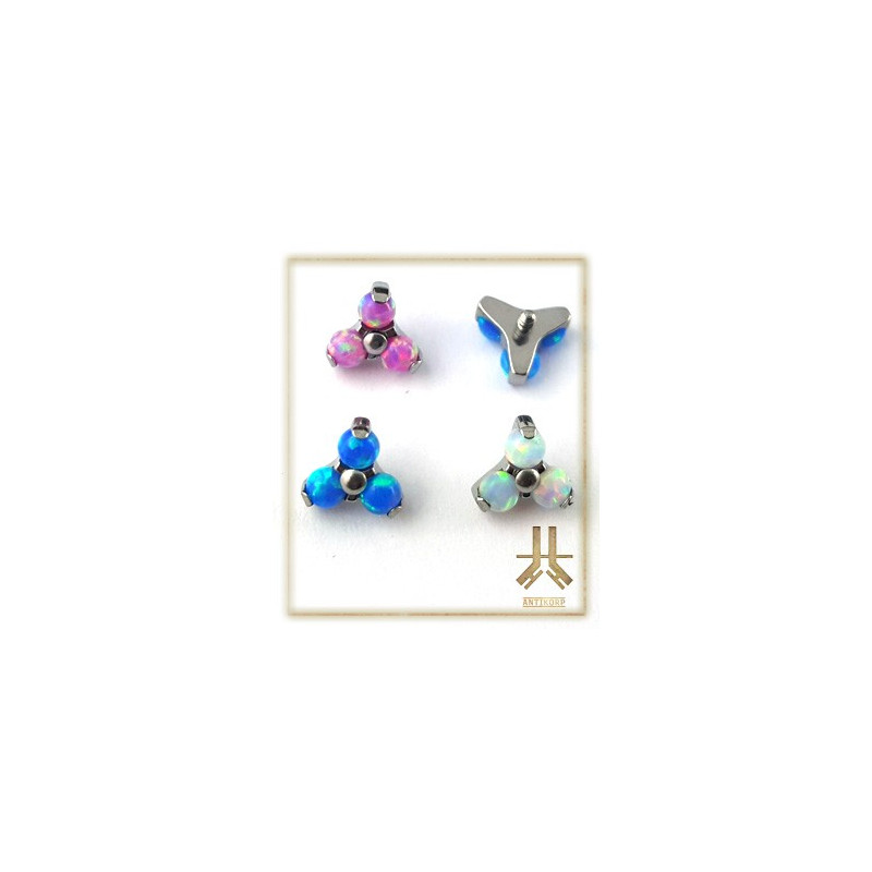 Triple Cabochon Titane Opale Strass