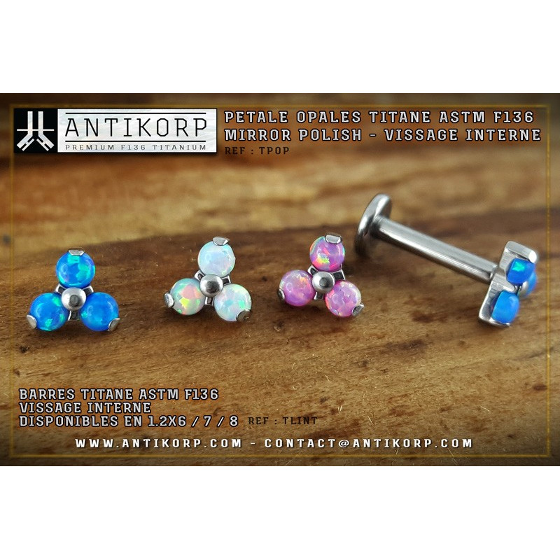 Triple Cabochon Titane Opale Strass
