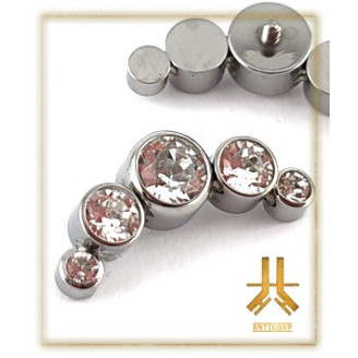 Triple Cabochon Titane Opale Strass