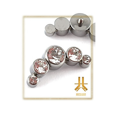 Triple Cabochon Titane Opale Strass