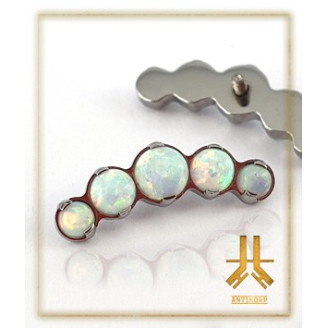 Triple Cabochon Titane Opale Strass