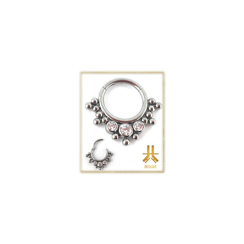 Anneau Clicker Titane F136 Strass Dots 04