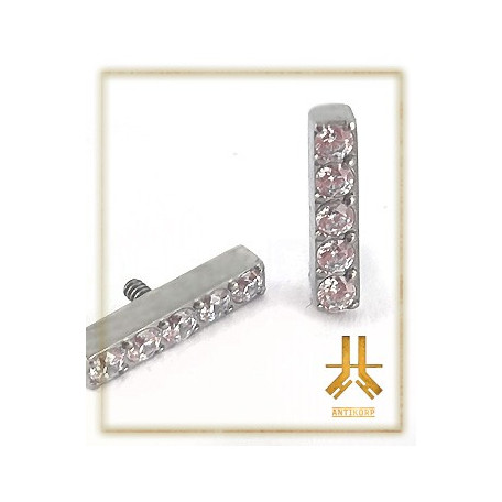 Tête Baguette 5 Strass Titane Interne 8mm
