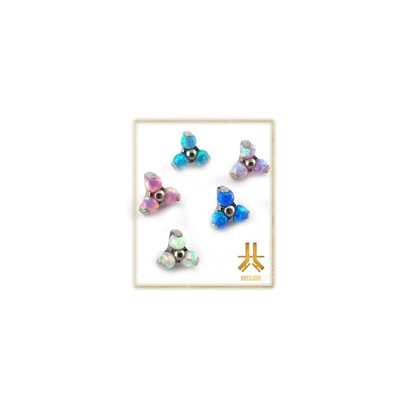 Triple Cabochon Titane Opale Strass