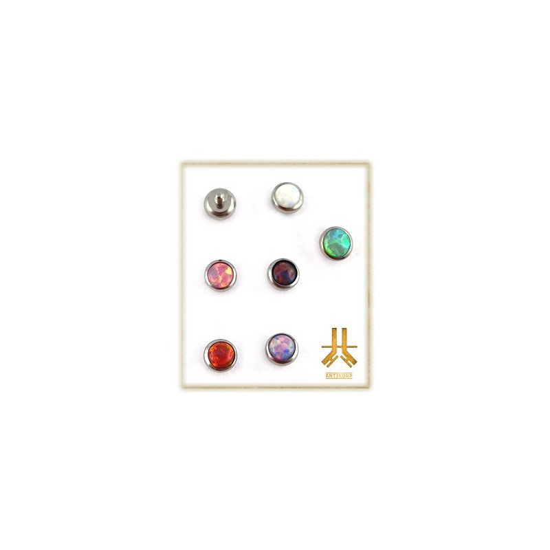Triple Cabochon Titane Opale Strass