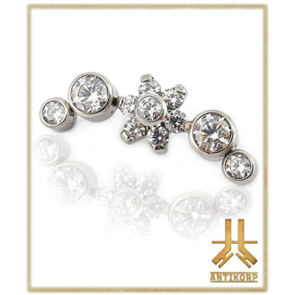 Triple Cabochon Titane Opale Strass