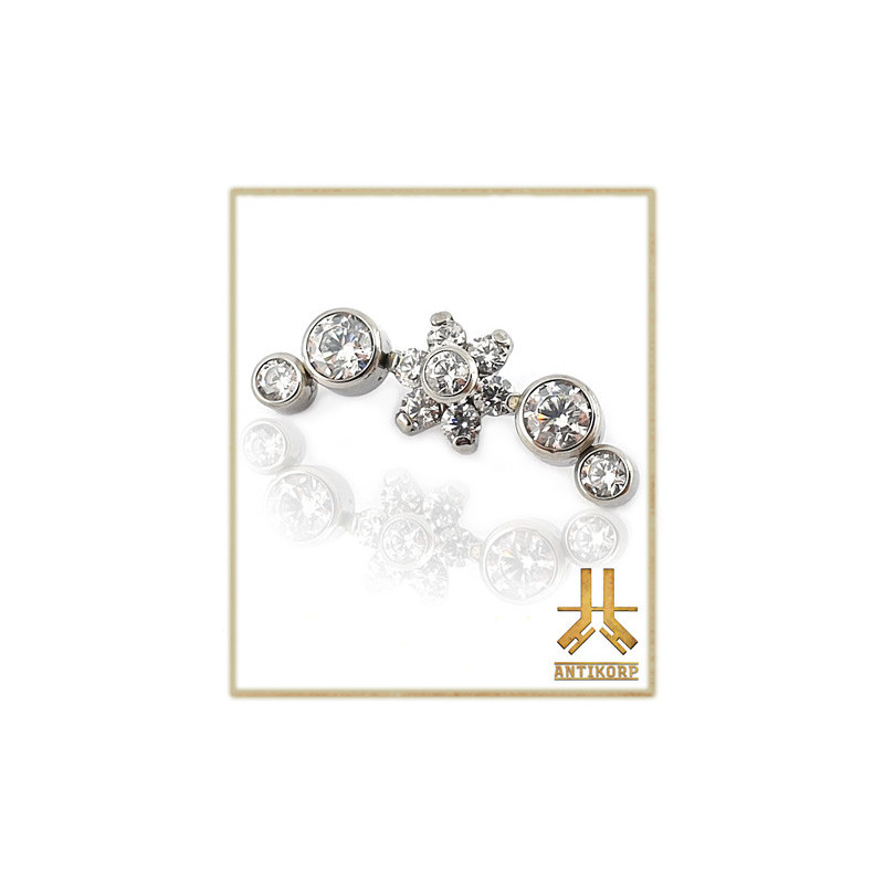 Triple Cabochon Titane Opale Strass