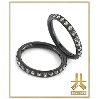 Anneau Clicker Titane F136 PVD Gold Strass