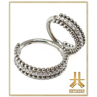 Anneau Clicker Titane Strass Double Beaded