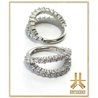 Anneau Clicker Titane Double Stack Cabochon