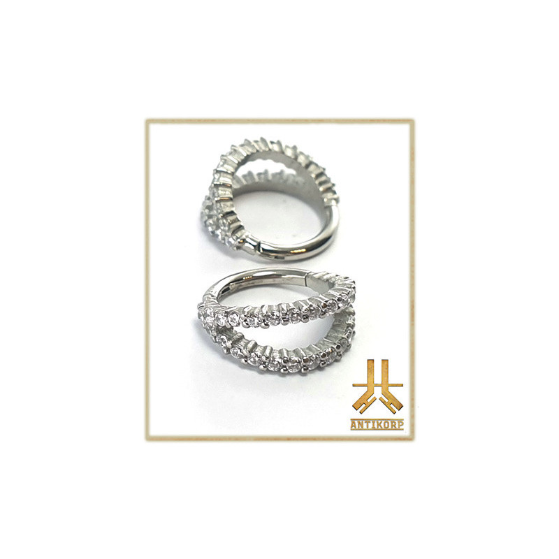 Anneau Clicker Titane Double Stack Cabochon