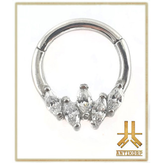 Anneau Clicker Titane Double Stack Cabochon
