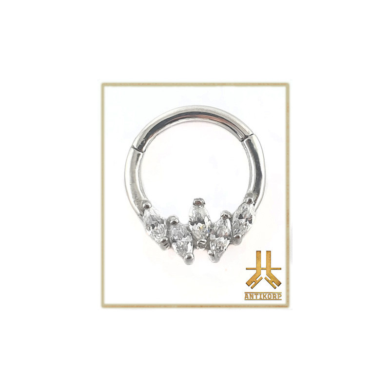 Anneau Clicker Titane Double Stack Cabochon