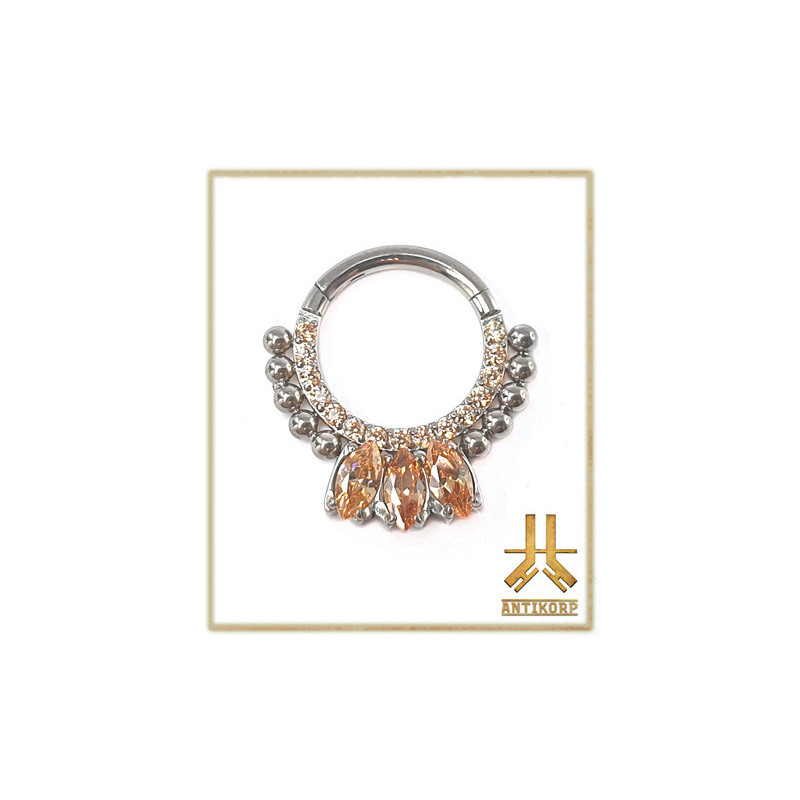 Anneau Clicker Titane KnotTie Strass Champagne