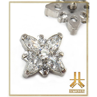 Triple Cabochon Titane Opale Strass