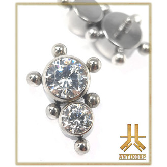 Triple Cabochon Titane Opale Strass