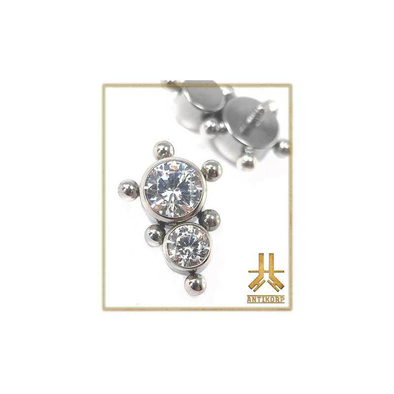 Triple Cabochon Titane Opale Strass