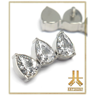 Triple Cabochon Titane Opale Strass