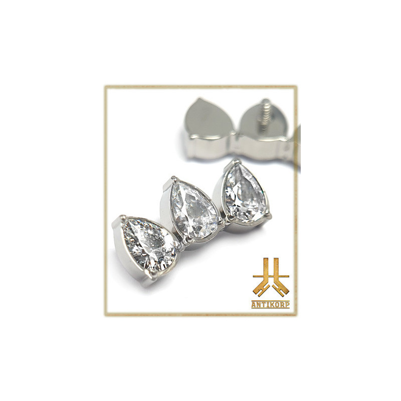 Triple Cabochon Titane Opale Strass