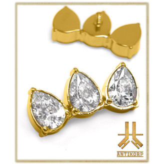 Triple Cabochon Titane Opale Strass