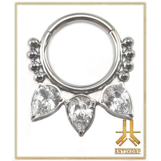 Anneau Clicker Titane Side Strass Blancs Cerclage Beaded & Cab