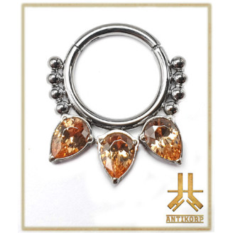 Anneau Clicker Titane Side Strass Blancs Cerclage Beaded & Cab