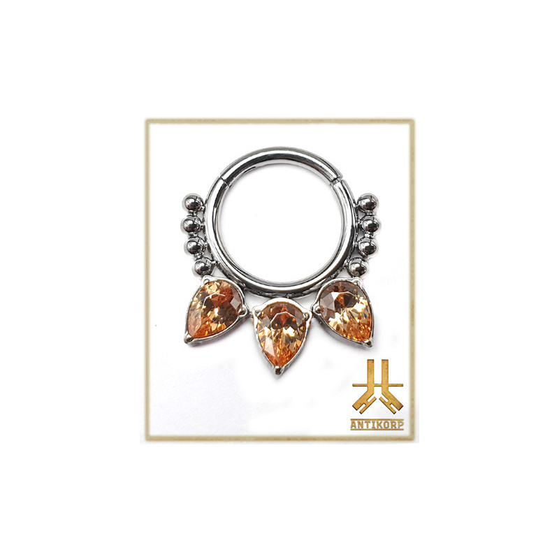 Anneau Clicker Titane Side Strass Blancs Cerclage Beaded & Cab