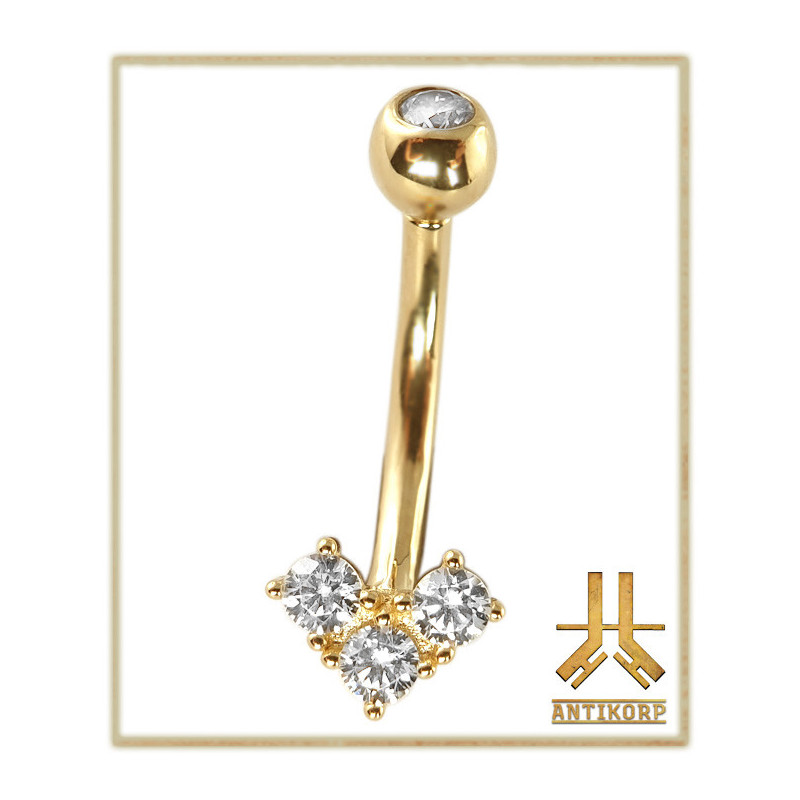 Nombril Or 14k TriangleShaped Strass
