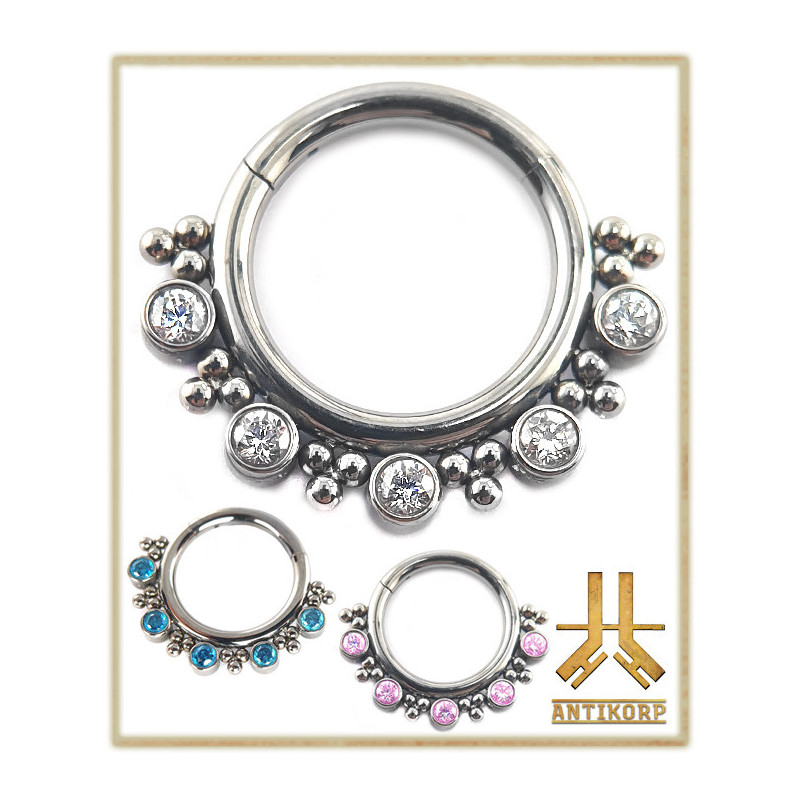 Anneau Clicker Titane Alter Bead Strass