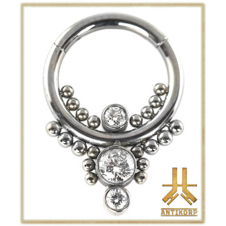 Anneau Clicker Titane Beaded Strass Alt213