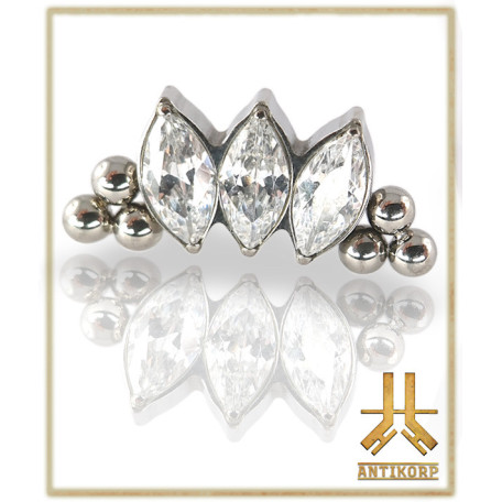 Triple Cabochon Titane Opale Strass