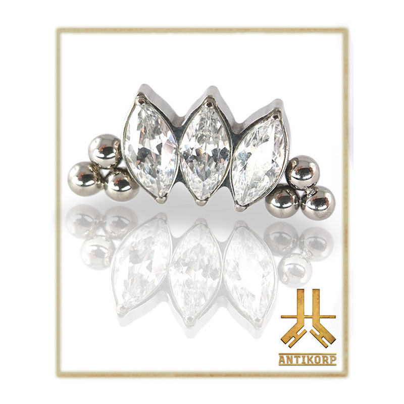Triple Cabochon Titane Opale Strass