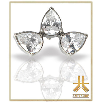 Triple Cabochon Titane Opale Strass