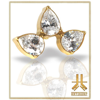 Triple Cabochon Titane Opale Strass