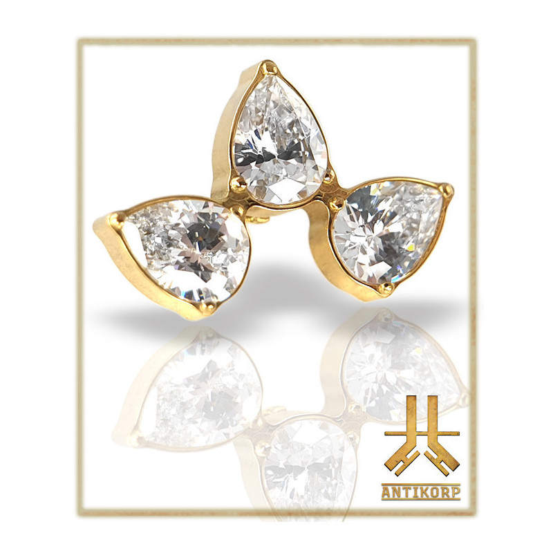 Triple Cabochon Titane Opale Strass