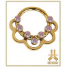 Anneau Clicker Titane F136 PVD Gold Floral Strass