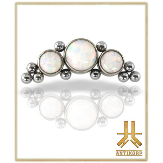Triple Cabochon Titane Opale Strass