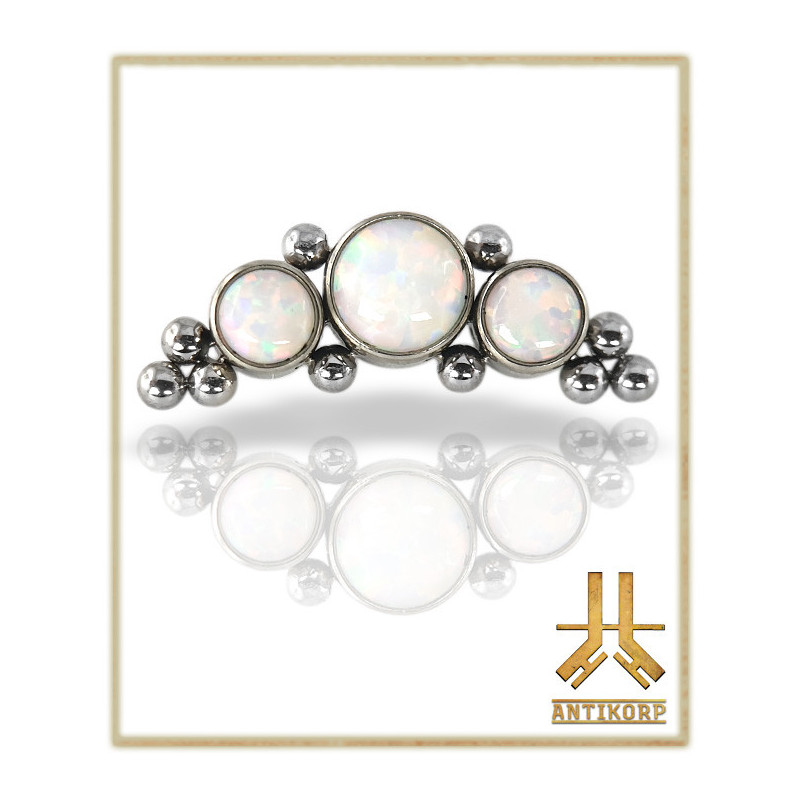 Triple Cabochon Titane Opale Strass