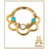 Anneau Clicker Titane F136 PVD Gold Floral Opale/Strass