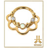 Anneau Clicker Titane F136 PVD Gold Floral Opale/Strass