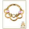 Anneau Clicker Titane F136 PVD Gold Floral Opale/Strass