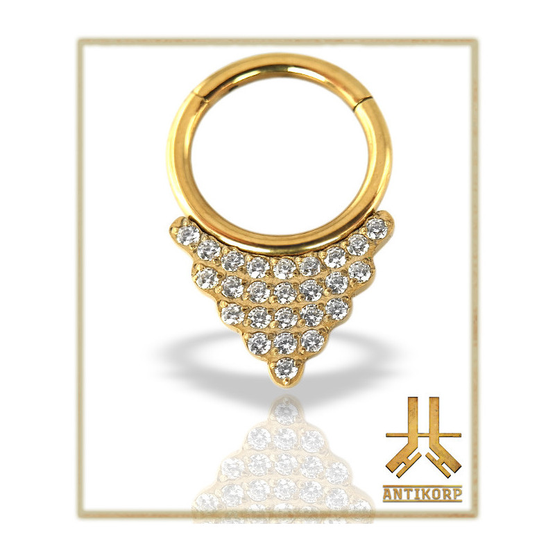 Anneau Clicker Titane F136 PVD Gold Jeweled River