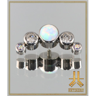 Triple Cabochon Titane Opale Strass