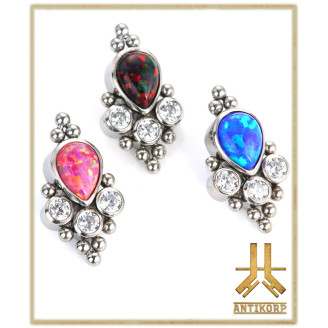 Triple Cabochon Titane Opale Strass