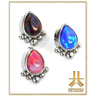 Triple Cabochon Titane Opale Strass