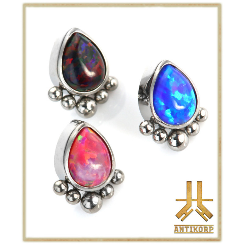 Triple Cabochon Titane Opale Strass