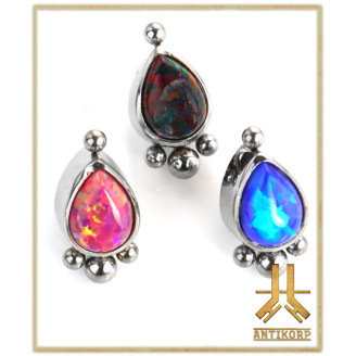 Triple Cabochon Titane Opale Strass