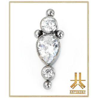 Triple Cabochon Titane Opale Strass