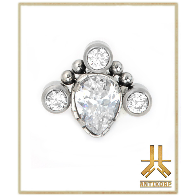 Triple Cabochon Titane Opale Strass